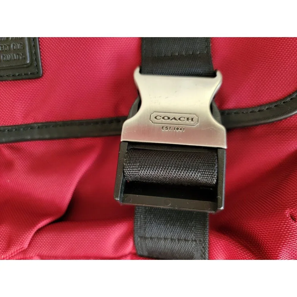 Coach Red Nylon & Leather Messenger Bag